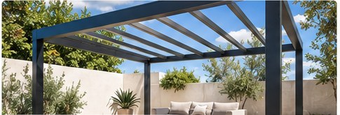 Referencia visual de estructura de pérgola abierta de acero